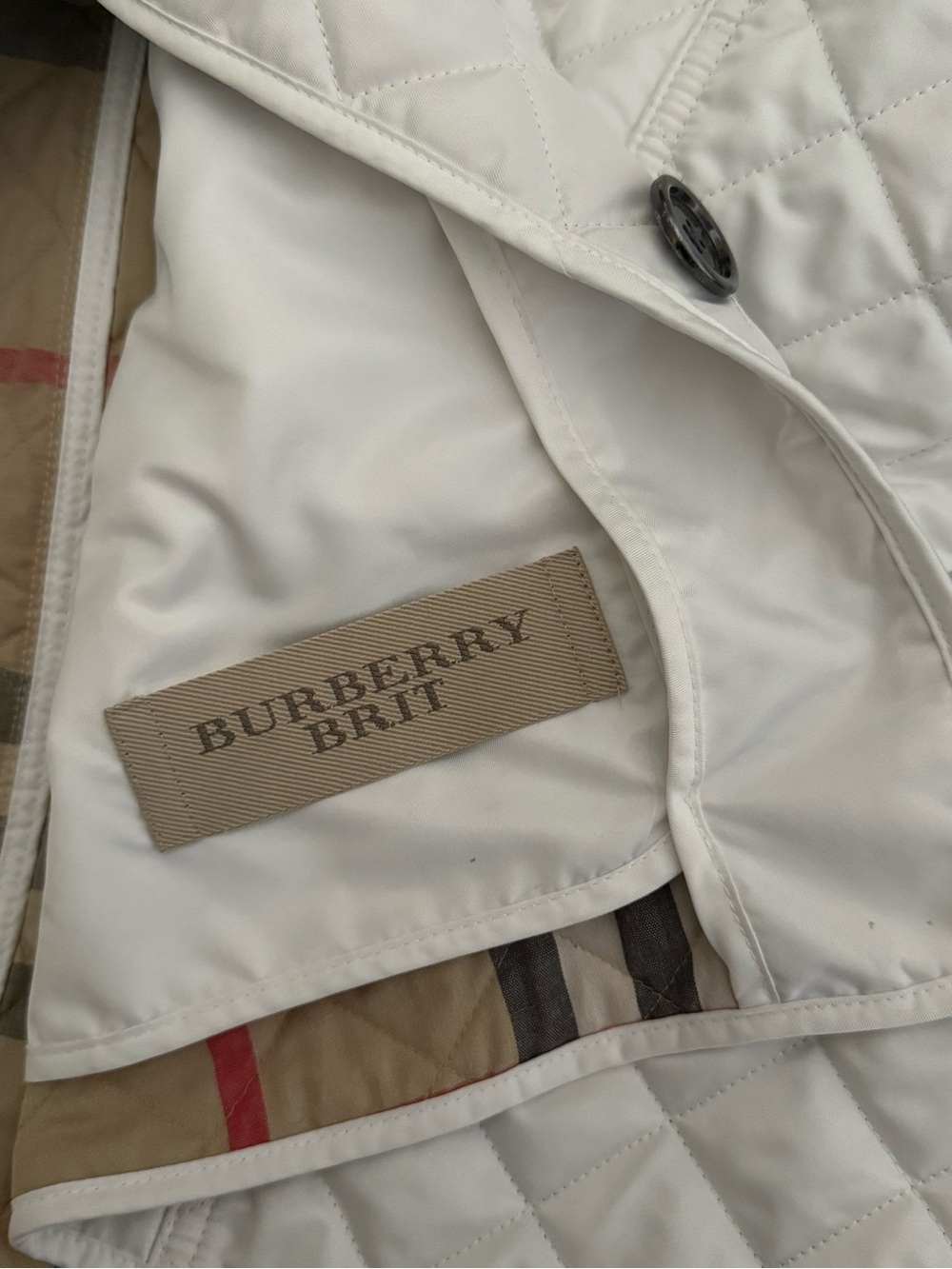 BURBERRY BRIT Chalk White Classic Quilted Nova Check Jacket Coat XL/XXL $980 - Picture 14 of 15